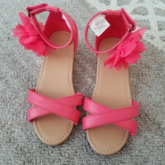 Gymboree Flower Glitter Wedge Sandals Size 1 - Picture 3 of 8